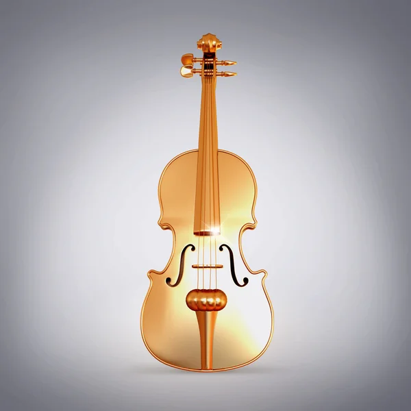 Traditional  golden violin  on grey background. — Stock Photo, Image