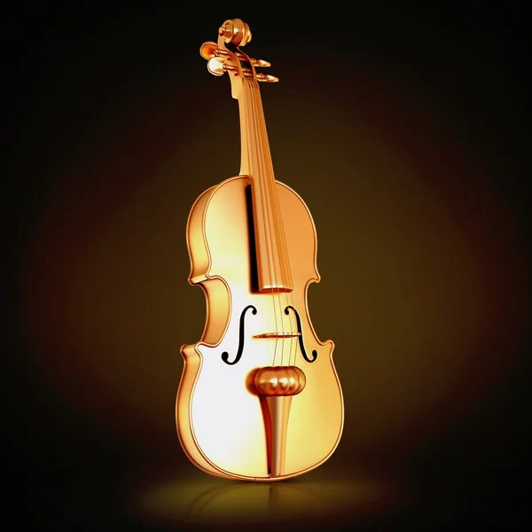黒い背景に伝統的な黄金ヴァイオリン. — ストック写真