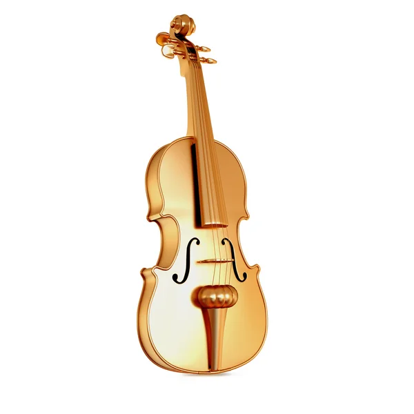 Traditional  golden violin  isolated  on white background. — Stock Photo, Image