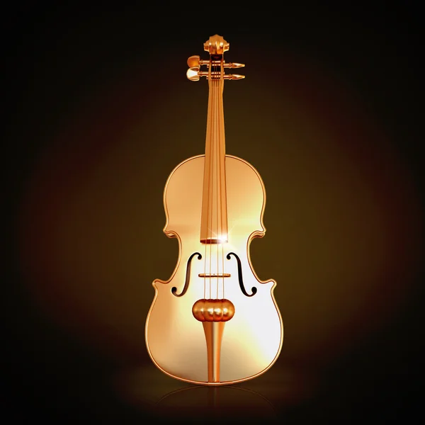 黒い背景に伝統的な黄金ヴァイオリン. — ストック写真