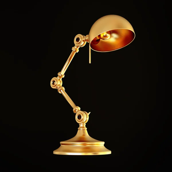 Lámpara dorada vintage aislada sobre fondo negro — Foto de Stock