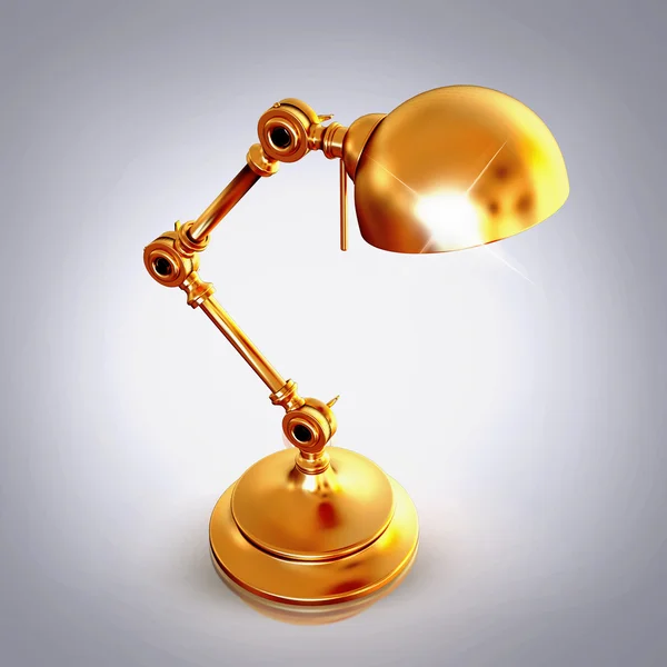 Винтажная золотая лампа на сером фоне — стоковое фото