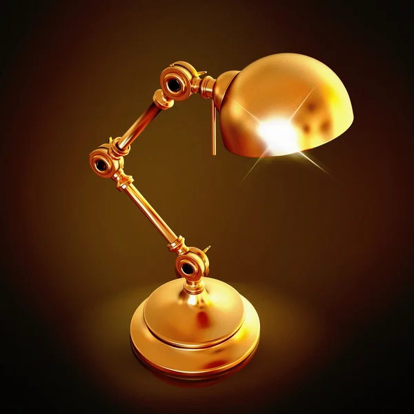 Vintage golden lamp on black background — Stock Photo, Image