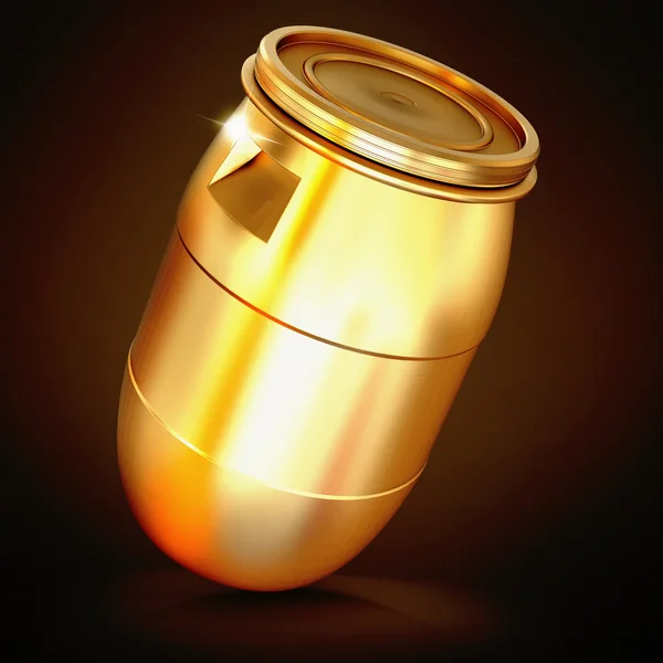 Golden plastic barrel  on a black background. — Stock Photo, Image