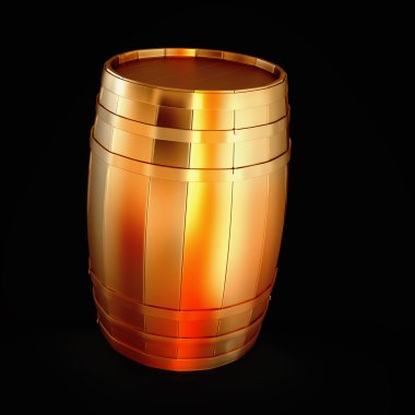 Altın varil siyah bir arka plan üzerinde izole. 