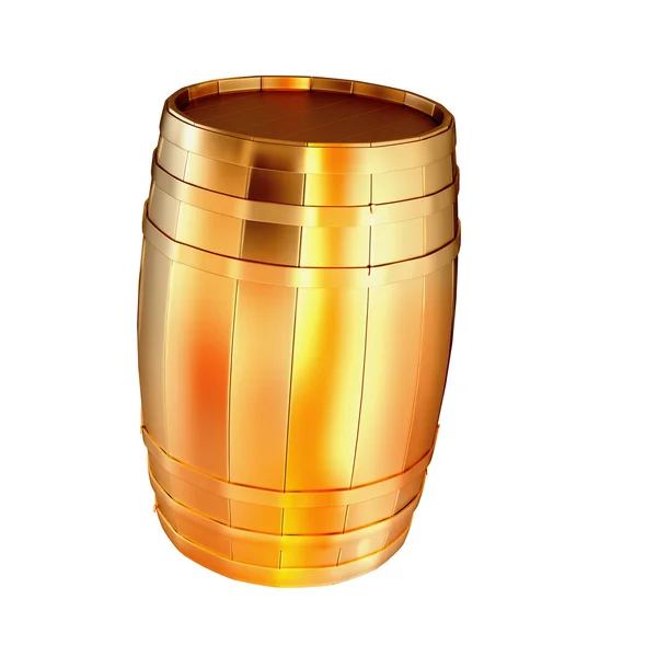 Golden barrel isolated on a white background. — Stock Photo, Image