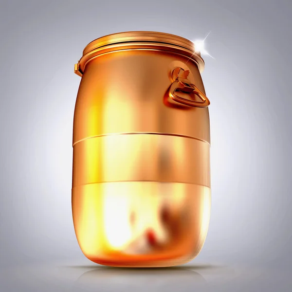 Golden  barrel  on a grey background. — Stock Photo, Image