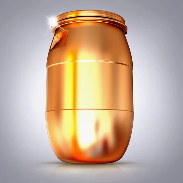 Golden  barrel  on a grey background. — Stock Photo, Image