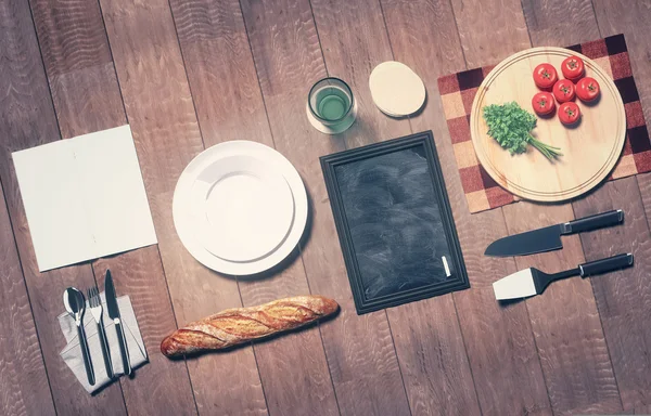 Maqueta plantilla con utensilio de cocina . — Foto de Stock