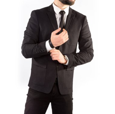 Beyaz arka plan üzerinde izole klasik elbiseli hipster adam