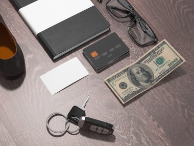 Her gün adam öğeleri koleksiyonu taşımak: gözlük, tasma, ayakkabı .