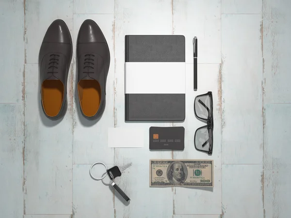 Elke dag Carry man itemscollectie: bril, Flash, schoenen . — Stockfoto