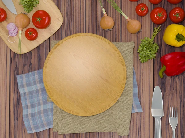 Mintája fel sablon pizza egy fából készült asztal. — Stock Fotó