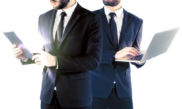Dubbel exponering av två affärsmän — Stockfoto