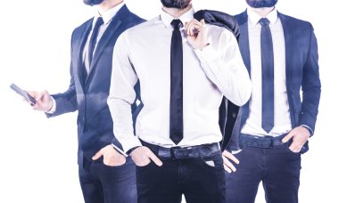 Üç İşadamlarından çift pozlama 