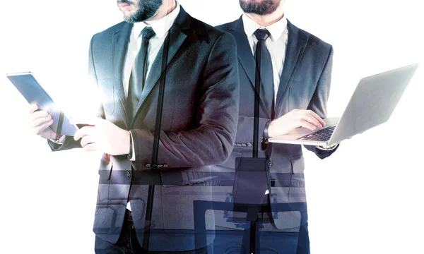 Double exposure of two businessmen — Stock Photo, Image