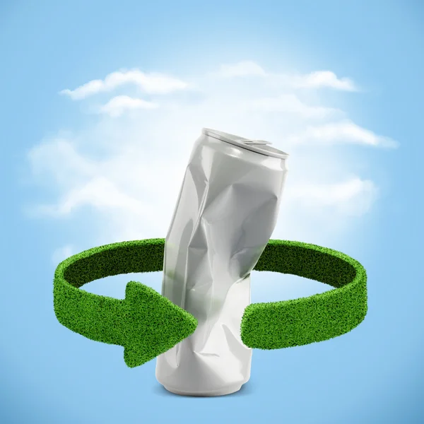 Aluminum can. Recycling concept — Stok fotoğraf