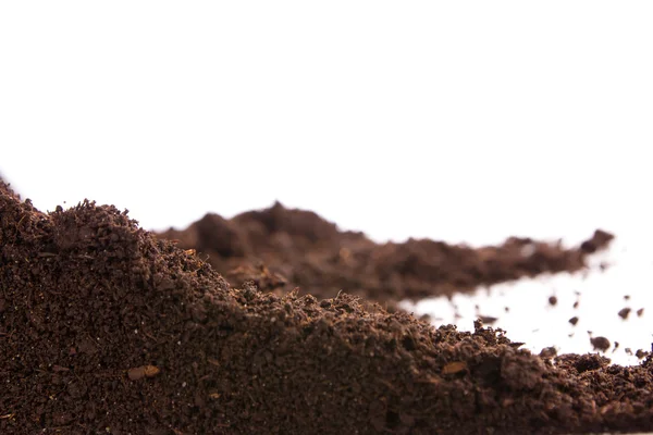 Soil or dirt section isolated on white background — Stock Photo, Image