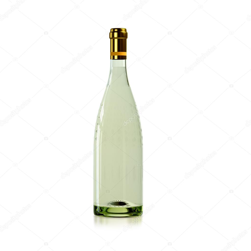 A bottle of wine on a white background