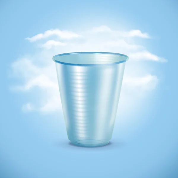 Tazza di plastica. Concetto con frecce verdi dall'erba. Concetto di riciclaggio — Foto Stock