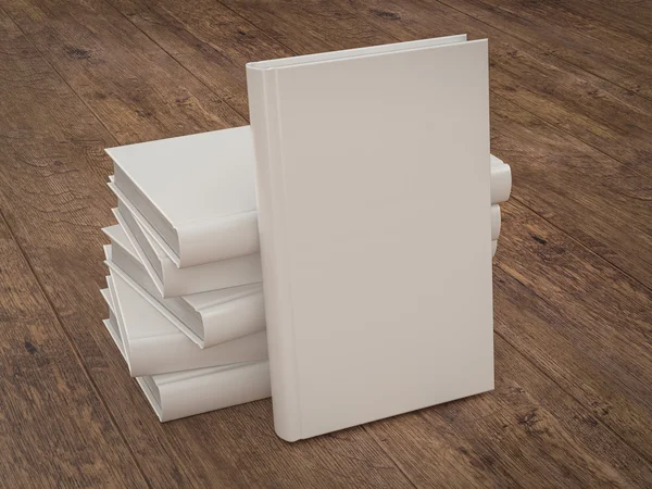 Modelo de mockup livro branco vazio no fundo de madeira — Fotografia de Stock