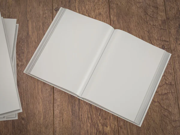 Plantilla de maqueta vacía libro blanco sobre fondo de madera —  Fotos de Stock