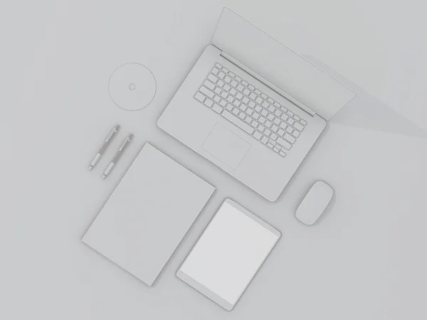 Макет бізнес-шаблону. Набір елементів на білому столі . — стокове фото