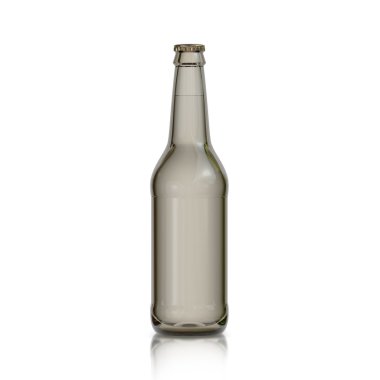 Beyaz arka planda izole edilmiş bir şişe bira.