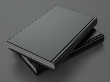 Mockup gri bir arka plan üzerinde siyah kapaklı kitap