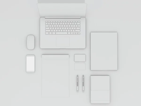 Mockup business sjabloon. Set elementen op de witte tafel. — Stockfoto