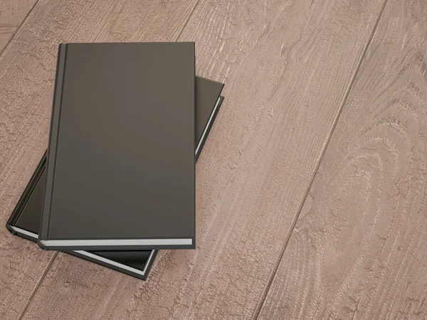 Mockup del libro con copertina nera su fondo legno — Foto Stock