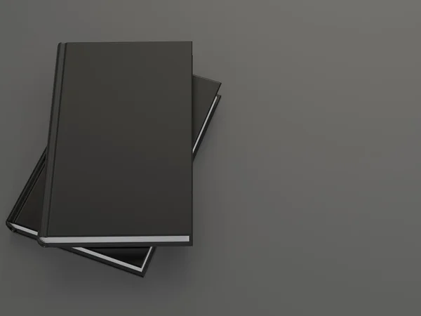 Mockup del libro con copertina nera su sfondo grigio — Foto Stock