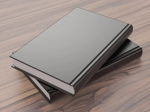 Макет книги с черной обложкой на деревянном фоне — стоковое фото