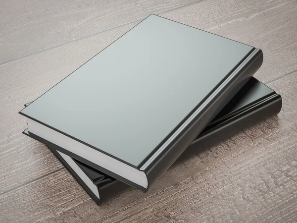 Mockup del libro con copertina nera su fondo legno — Foto Stock