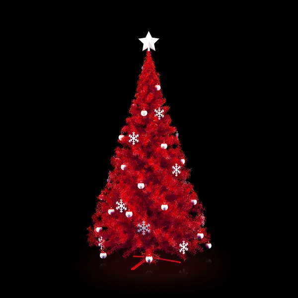 Árbol de Navidad decorado sobre fondo negro —  Fotos de Stock