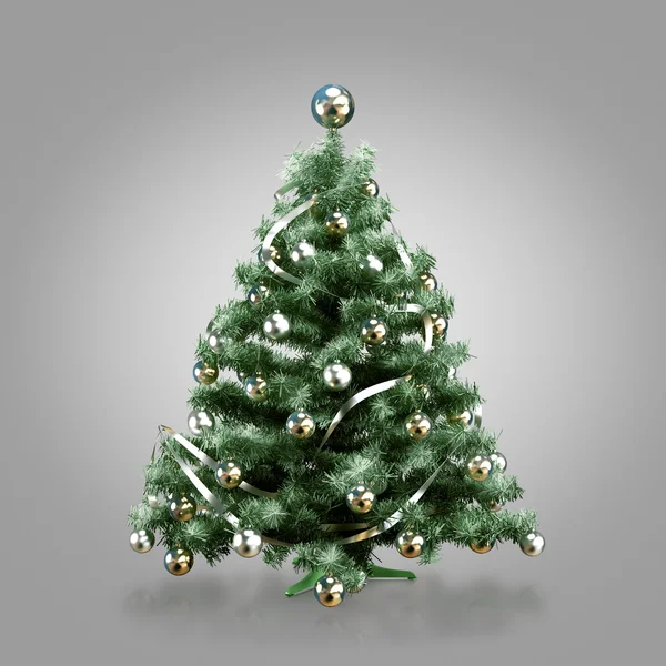 Decorated Christmas tree on white background — Stock Photo, Image