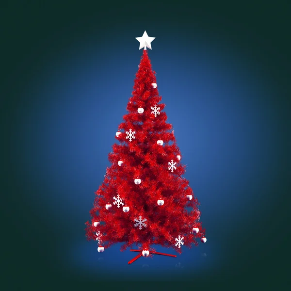 Decorated Christmas tree on blue background — Stock Photo, Image