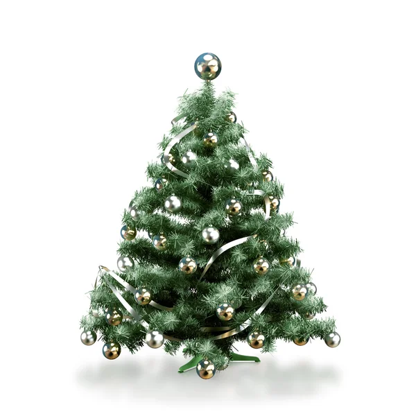 Decorated Christmas tree on white background — Stock Photo, Image