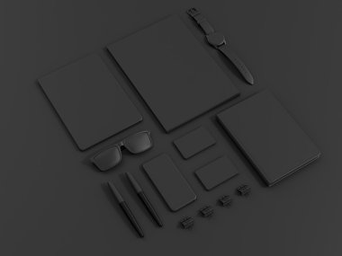 Siyah marka Mockup ayarlayın. İş şablonu