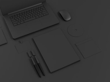 Siyah marka Mockup ayarlayın. İş şablonu