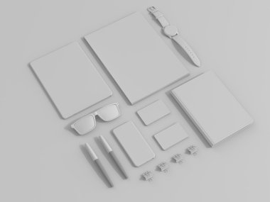 Gri marka Mockup ayarlayın. İş şablonu