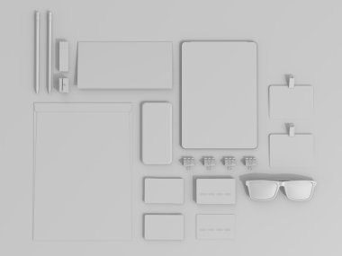 Gri marka Mockup ayarlayın. İş şablonu