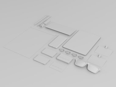Gri marka Mockup ayarlayın. İş şablonu