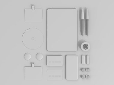 Gri marka Mockup ayarlayın. İş şablonu