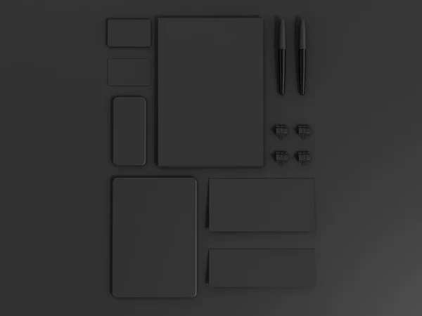 Μαύρο Branding Mockup σύνολο. Πρότυπο επιχειρήσεων — Φωτογραφία Αρχείου