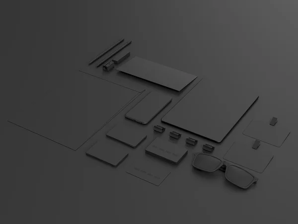 Black Branding Mockup set. Plantilla empresarial —  Fotos de Stock