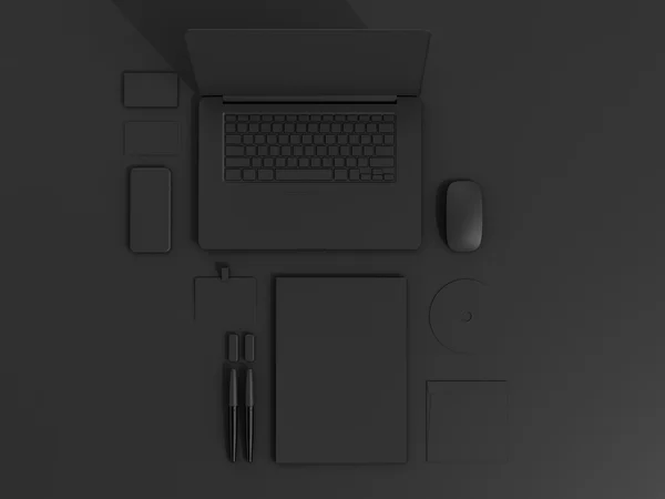 Black Branding Mockup instellen. Business sjabloon — Stockfoto