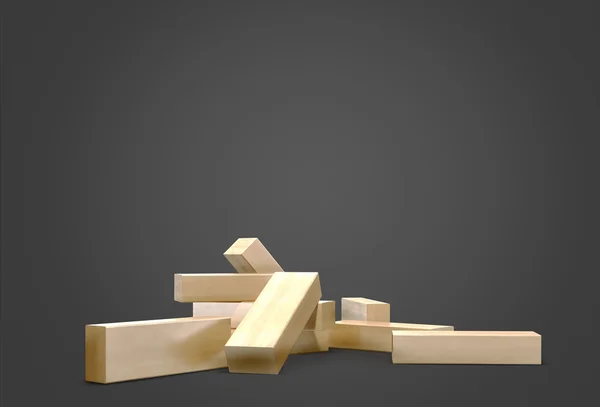 Блоки деревянная игра дженга на черном фоне . — стоковое фото
