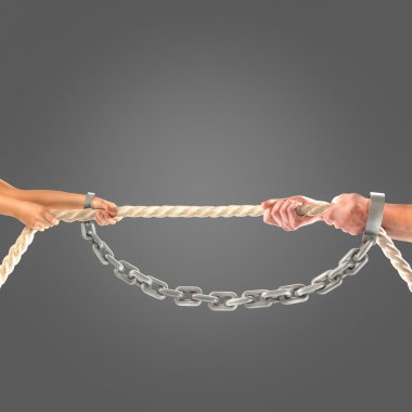 Hands of people pulling the rope on black background. Competition concept clipart