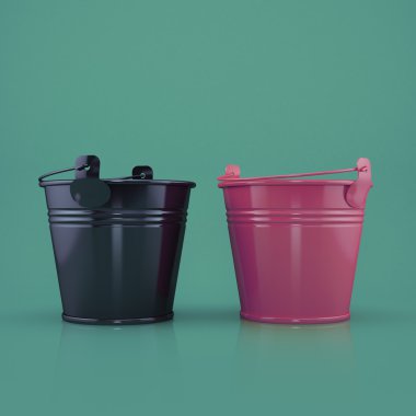 Red bucket on a green background clipart